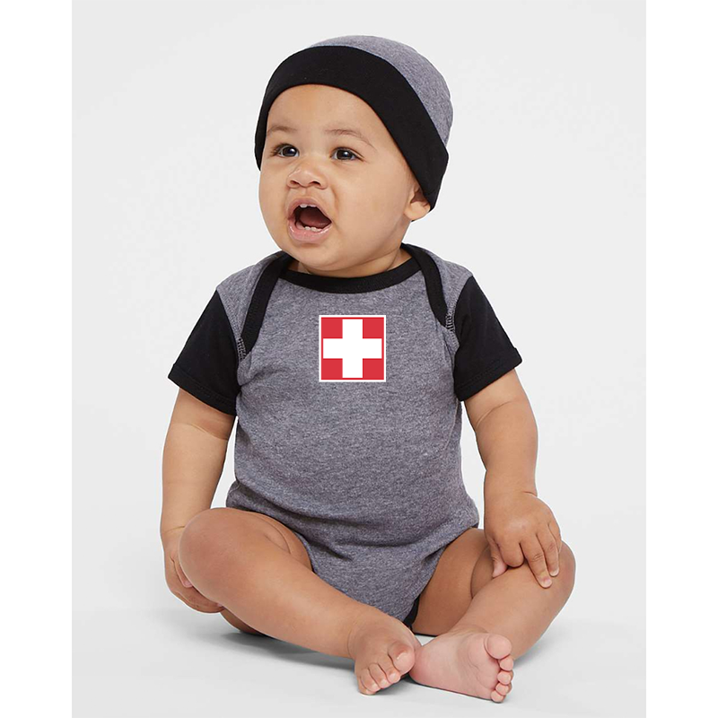 Switzerland National Football Soccer Team Rabbit Skins Infant Baby Rib Bodysuit